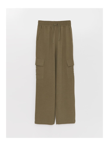 LC Waikiki Women's Linen-Mixed Straight Pants with Elastic Waist.