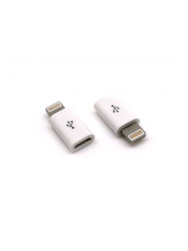 Адаптер Sbox AD.MUSB-IPH5, от micro USB-A(ж) към Lightning (8pin), бял