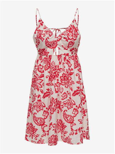 Red and White Women's Floral Dress ONLY Kiera - Women