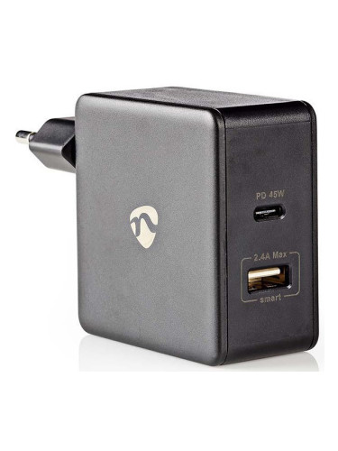 Универсално зарядно устройство Nedis с 2 изхода USB-A & USB-C, 3.0A