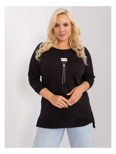 Black oversized blouse with decorative chain
