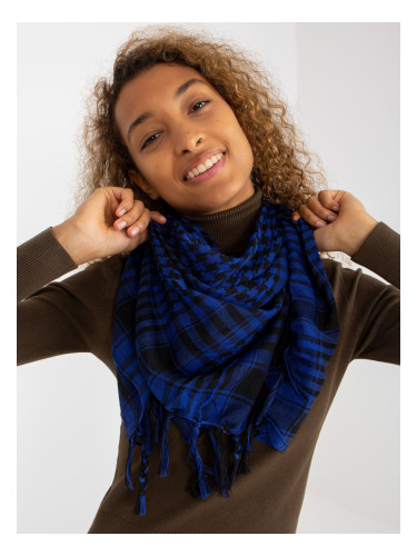 Cobalt black fringed scarf