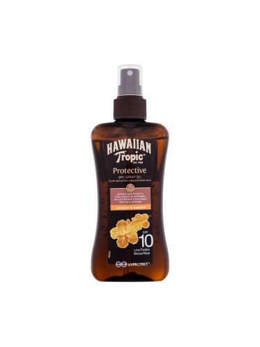 Hawaiian Tropic Protective Dry Spray Oil SPF10 Слънцезащитна козметика за тяло 200 ml